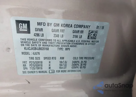 2018 Buick Encore Preferred z USA, uszkodzony, nr VIN KL4CJASB4JB620168